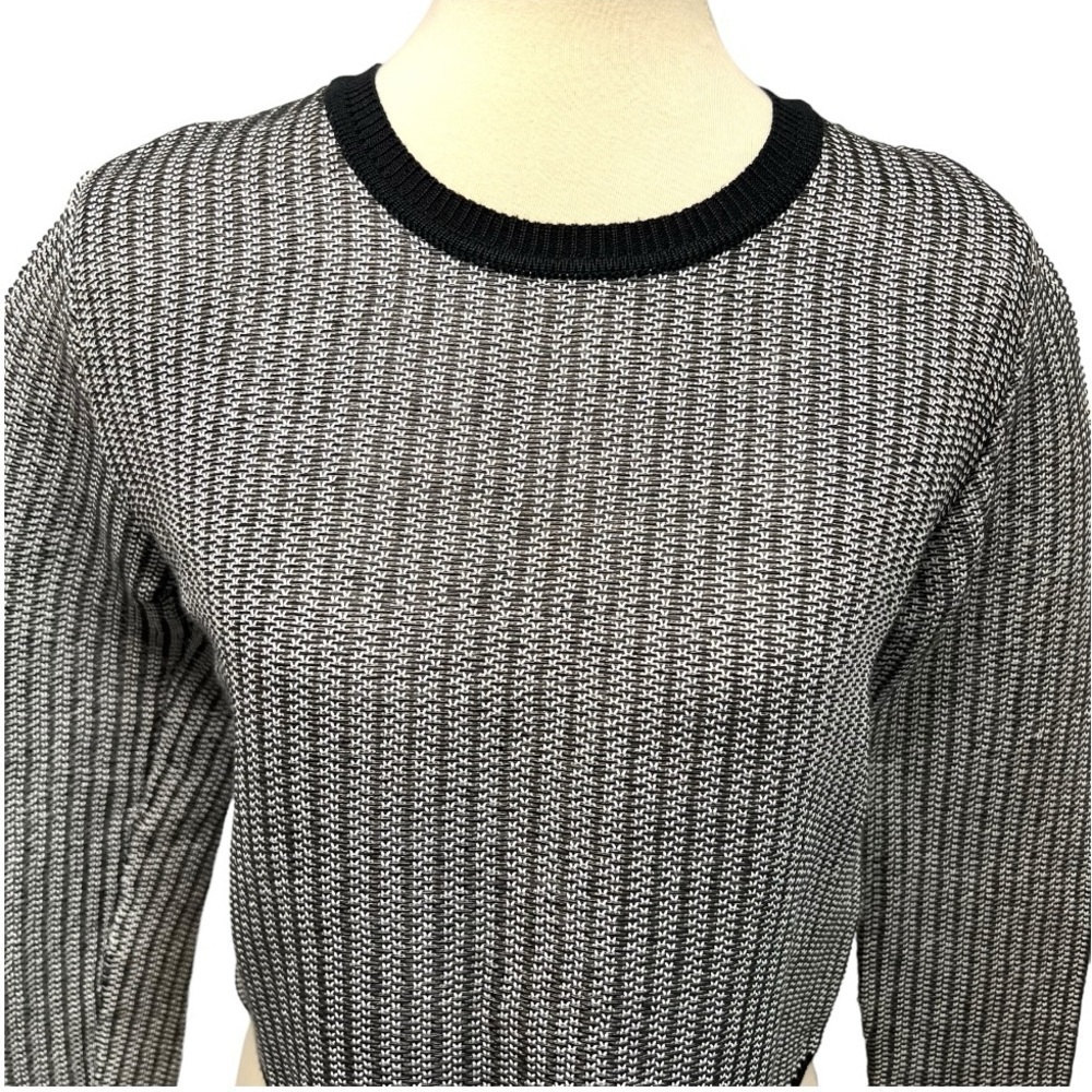 Alexander Wang Black & White Vinyl Technical Tweed Long Sleeve Crop Top Women S - Picture 4 of 14